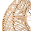 Close-up of a wicker basket with a natural finish on a white background