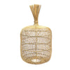 Woven rattan lantern on a white background