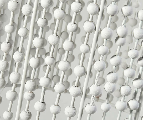 Boho mennyezeti lámpa fehér, fa golyókkal