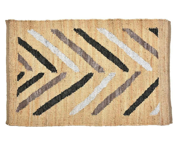 EcoEtno juta szőnyeg, halszálkaminta, újrahasznosított bőr
