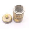 Silver and gold decorative container with lid on a white background