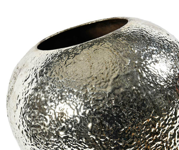 Silver textured vase on a white background