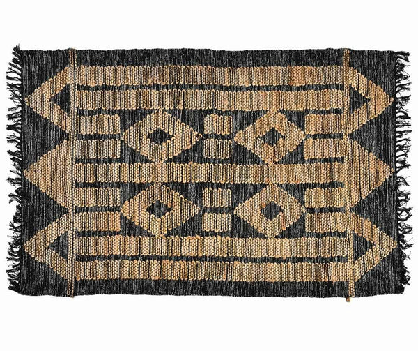 EcoEtno Fekete és bézs színű juta és pamut szőnyeg