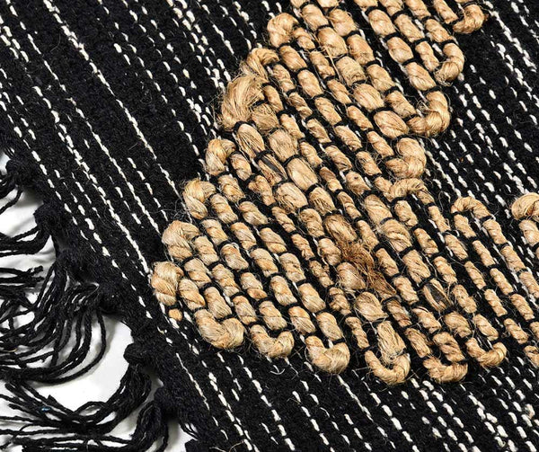 EcoEtno Fekete és bézs színű juta és pamut szőnyeg