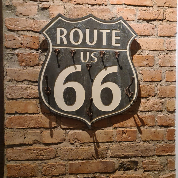 Rusztikus „Route 66” fali akasztó