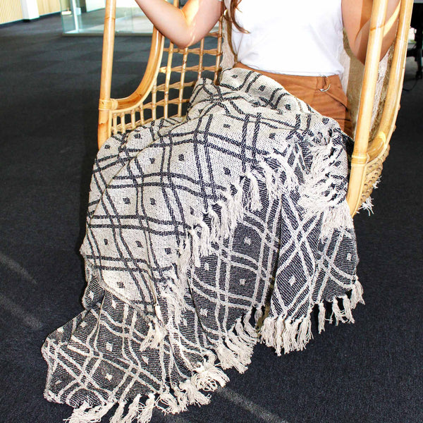 Boho Comfort takarók - 125x150cm - Fekete és bézs Regency