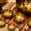 Tiszta sárgaréz maratott Buddha hangtálak - 4 darabos készlet