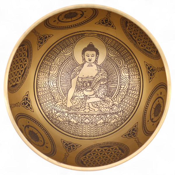Tiszta sárgaréz maratott Buddha hangtálak - 4 darabos készlet