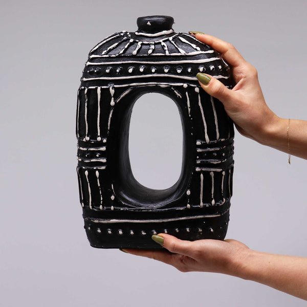 Ovális fánk alakú váza - csokoládé 30cm