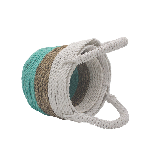 Tengerifű Kosár Szett - Zöld / Natúr / Fehér