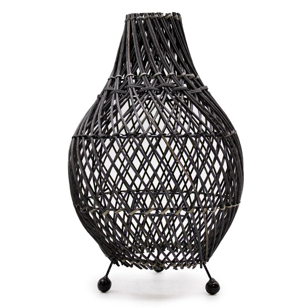 Black woven lamp on a white background