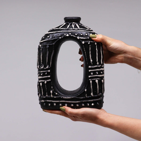 Ovális fánk alakú váza - csokoládé 23cm