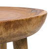 Wooden stool with a natural finish on a white background