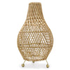 Woven rattan lamp on a white background