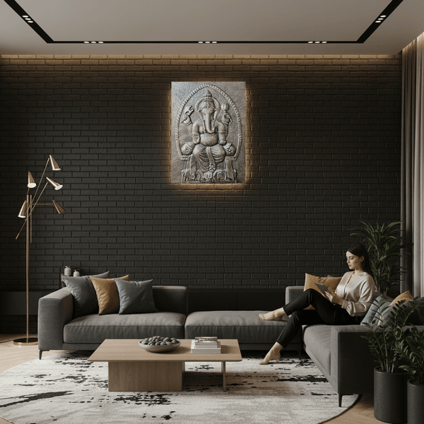 Decorative wall plaque with an embossed design 