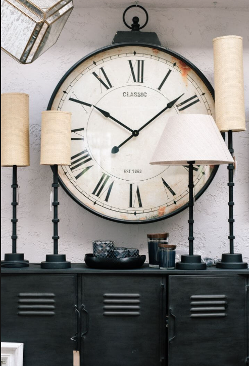 Vintage classic clock, large, antiqued
