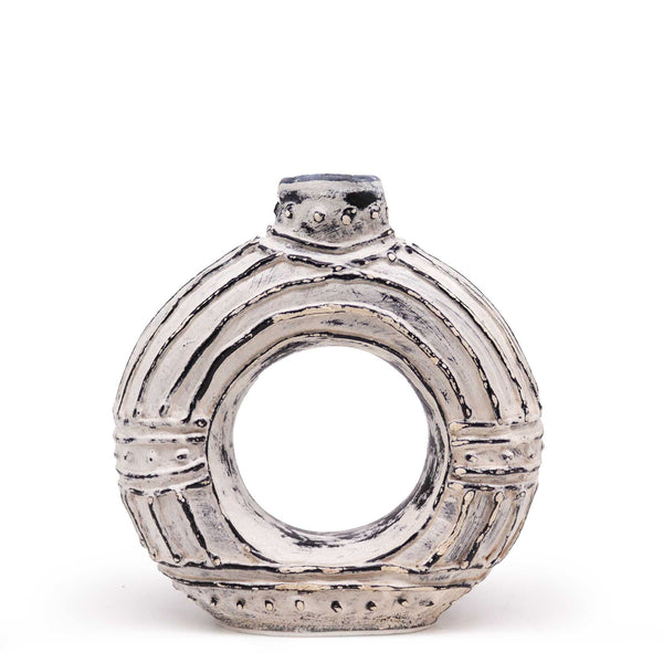 Fánk alakú kerek váza - krémszínű 18cm