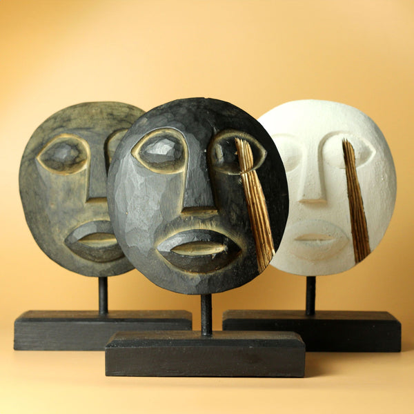 Timori törzsi díszmaszk - fekete 27x20cm